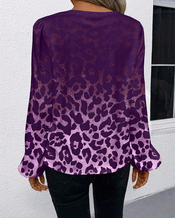 Shirt Pofmouw Verloop Luipaardprint