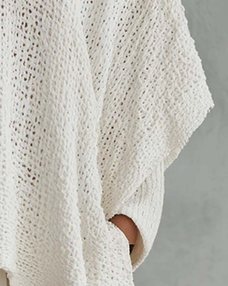 Pullover V-Hals Vleermuismouw Los