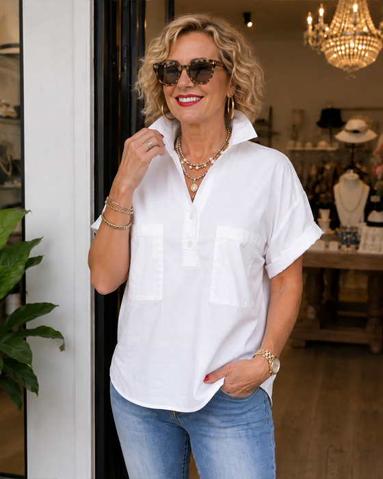 Blouse Zak Knoop V-Hals Casual