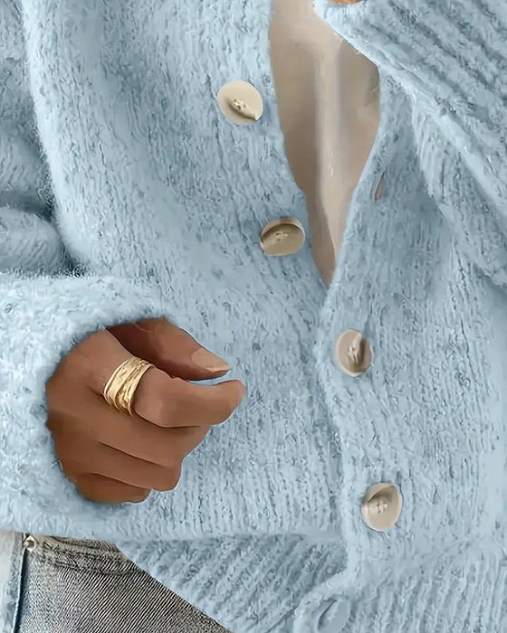 Comfortabele Effen Kleur Cardigan