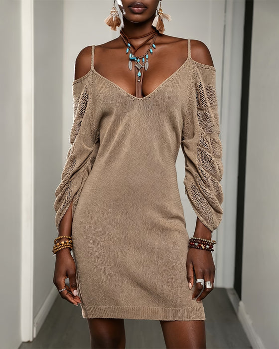 Sweaterjurk Camisole Off-Shoulder Gebreid