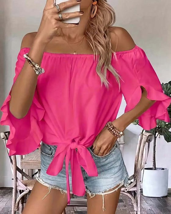 Blouse Bandage Off-Shoulder Gerimpelde Mouw