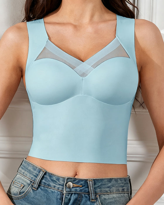 Tank Top Mesh-Splicing Ingebouwde Bh