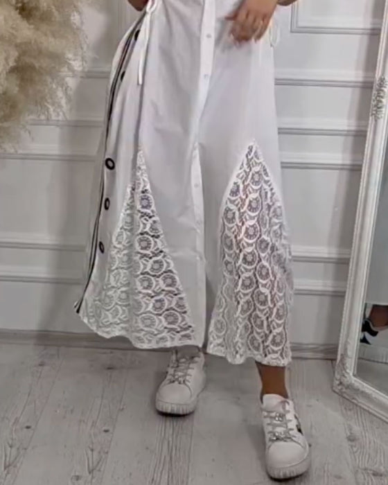 Jurk Slag Kant Patchwork Mouwloos