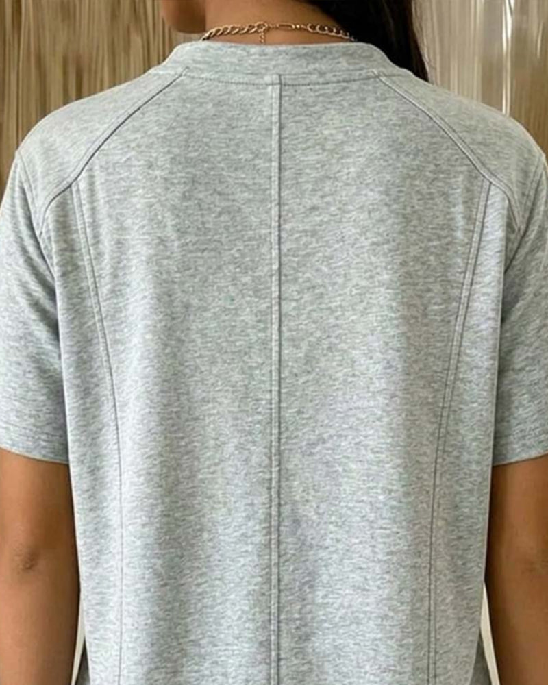 T-Shirt Casual Effen Kleur