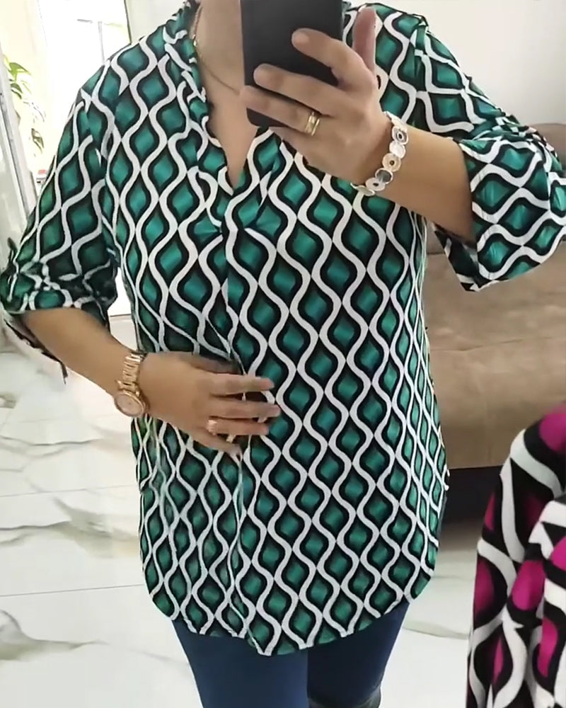 Shirt Gedrukt Geometrisch V-hals