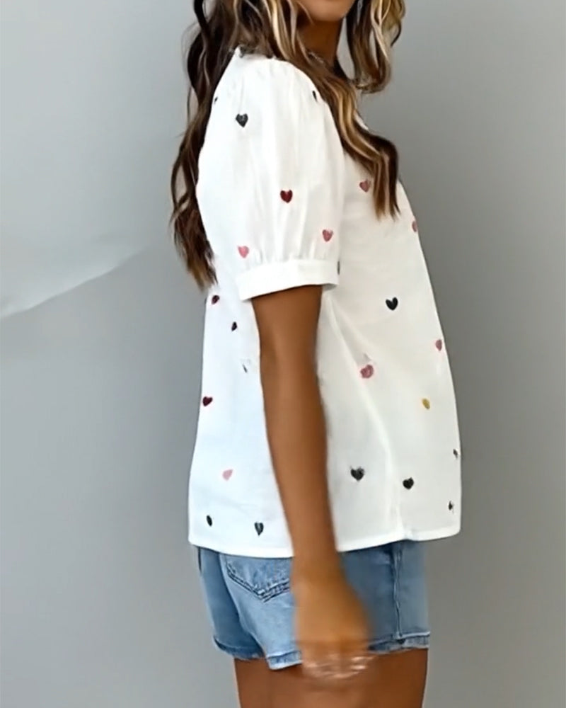 Top Hart Korte Mouw V-Hals