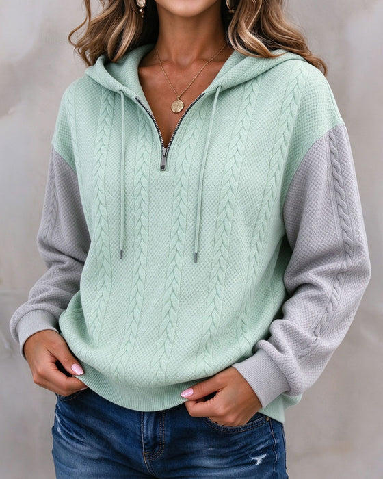 Sweatshirt Met Capuchon Rits Contrast