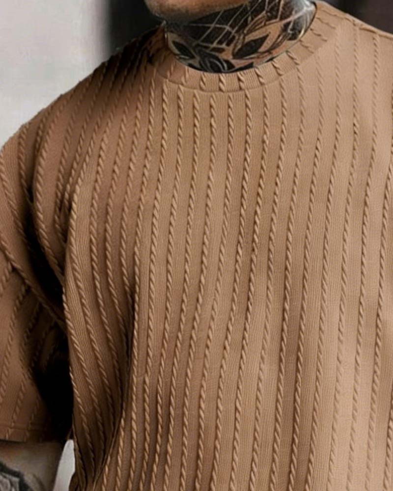 Herren Gestreept T-Shirt En Shorts Tweedelig Set