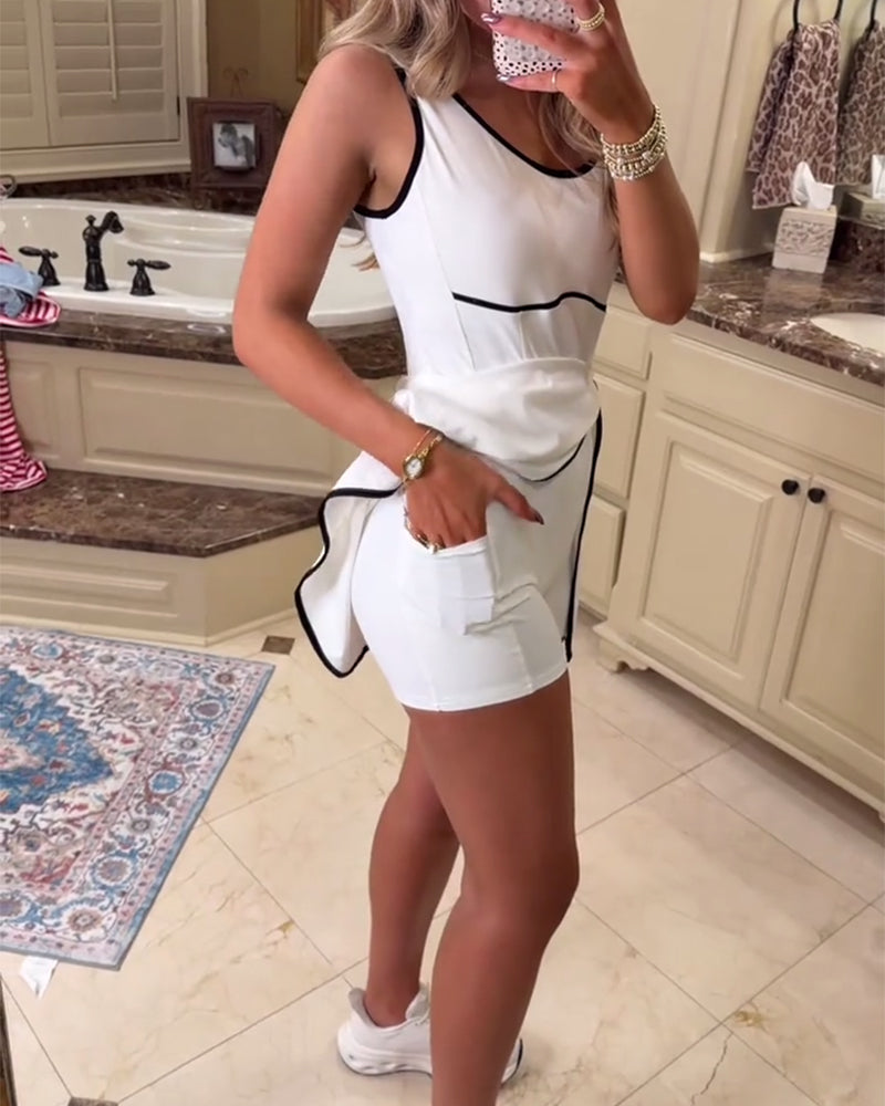 Jurk Mouwloos Sport Kleurblok