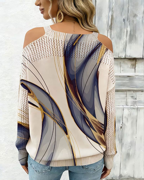 Pullover Stijlvol Print Uitgesneden Off-Schouder