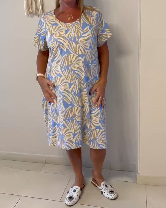 Jurk Korte Mouw Abstract Print Los