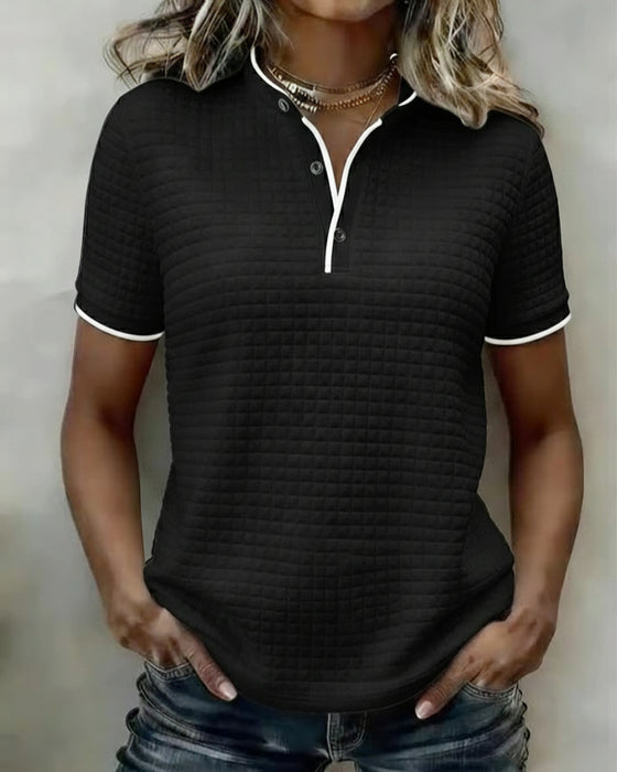 Top Wafelbrei Gebreid Geknoopt Korte Mouwen