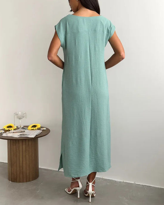 Jurk Midi Lengte Split Los