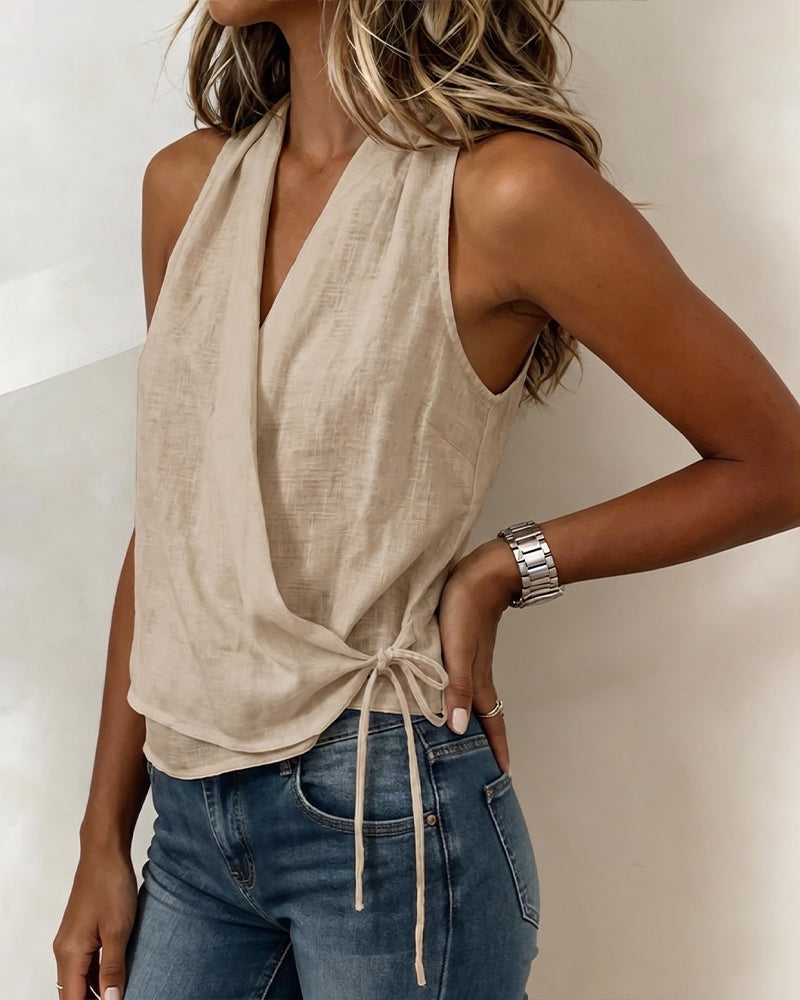 Blouse Effen Mouwloos Halternek