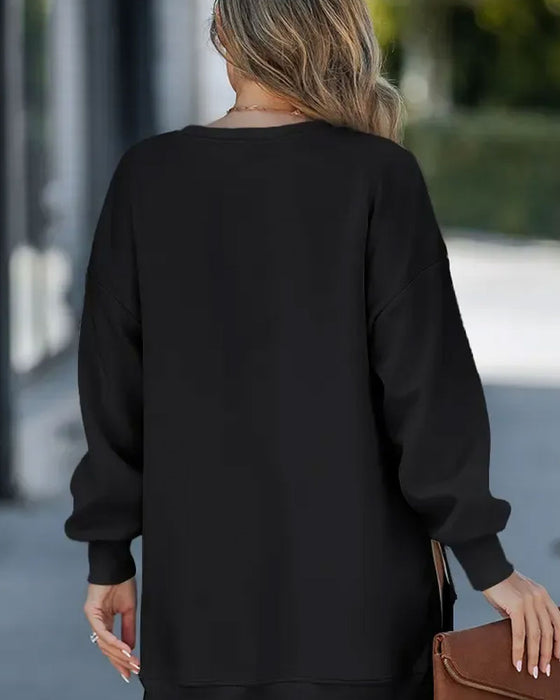Jurk Wijnglas Kerst Print Lang Sweatshirt