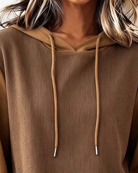 Hoodie Kleurblok Met Capuchon Asymmetrische Zoom
