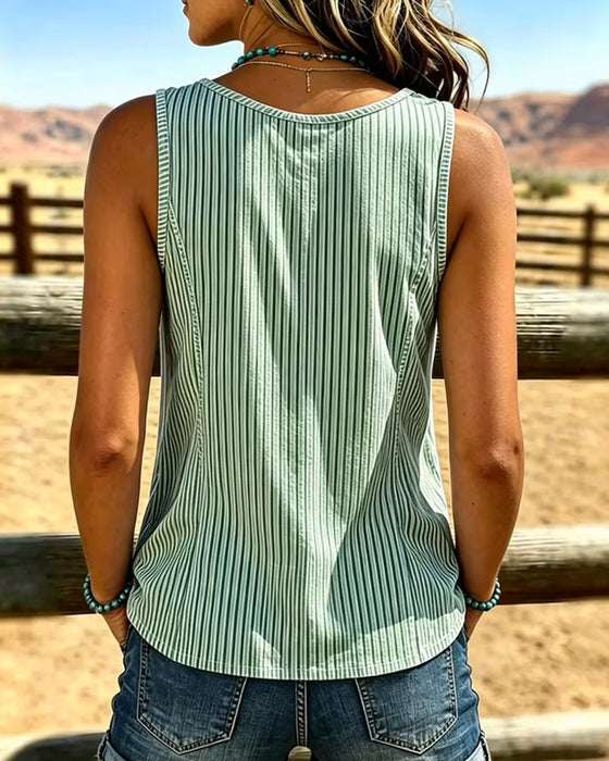 Tanktop Gestreept Mouwloos Split