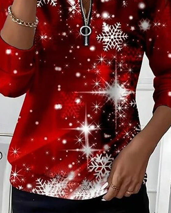Sweatshirt Kerst Sneeuwvlok Half-Rits