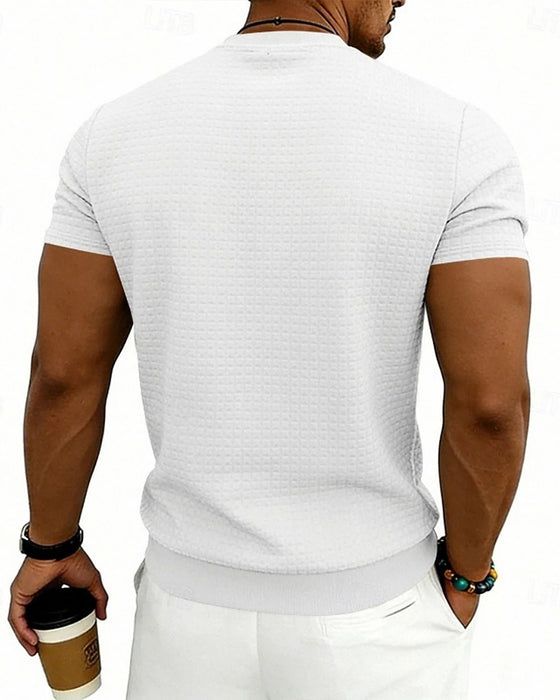 T-Shirt Geribbeld Rondhals Korte Mouw