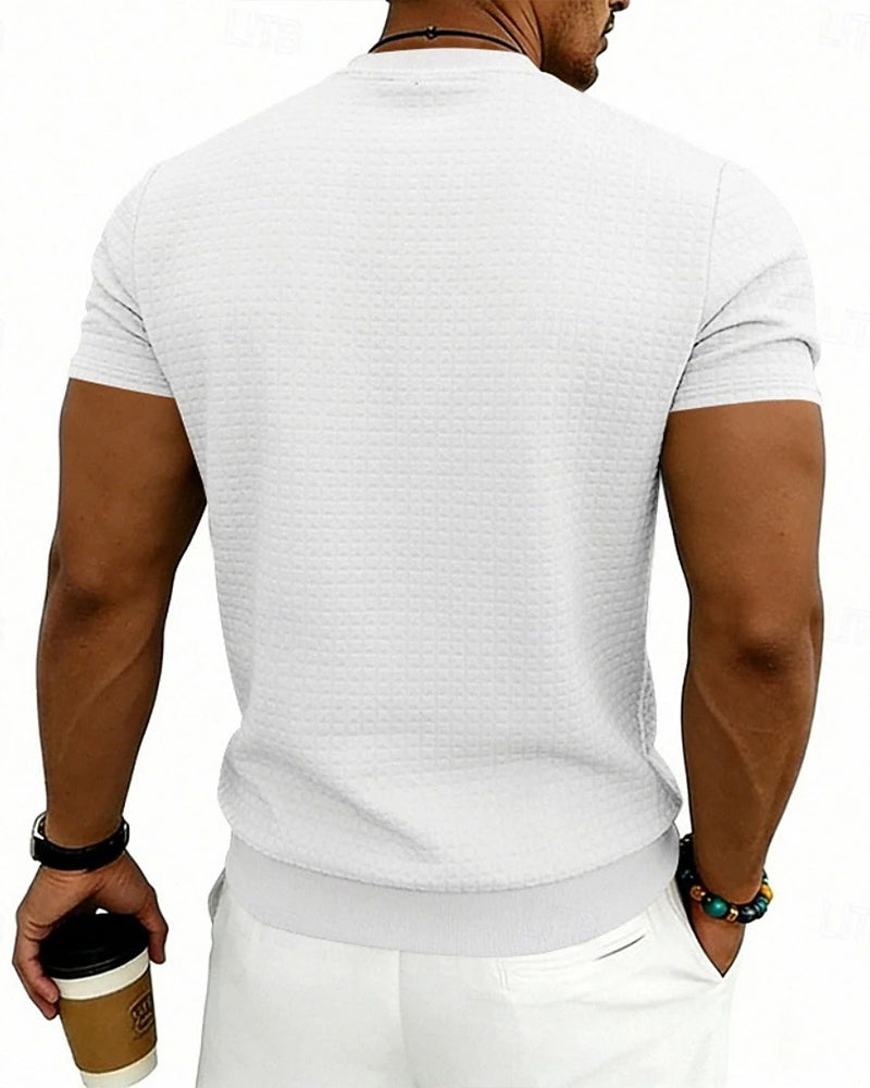 T-Shirt Geribbeld Rondhals Korte Mouw
