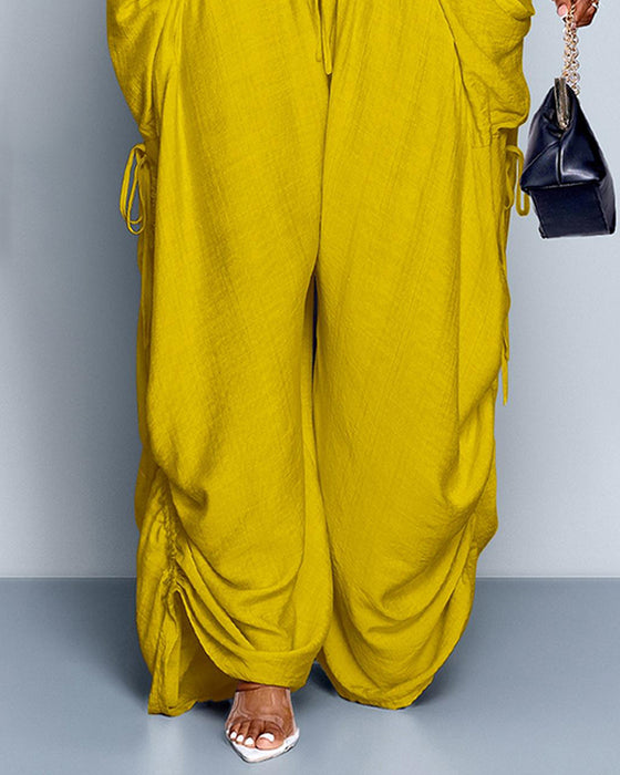 Broek Effen Geplisseerd Hoge Taille Wijd
