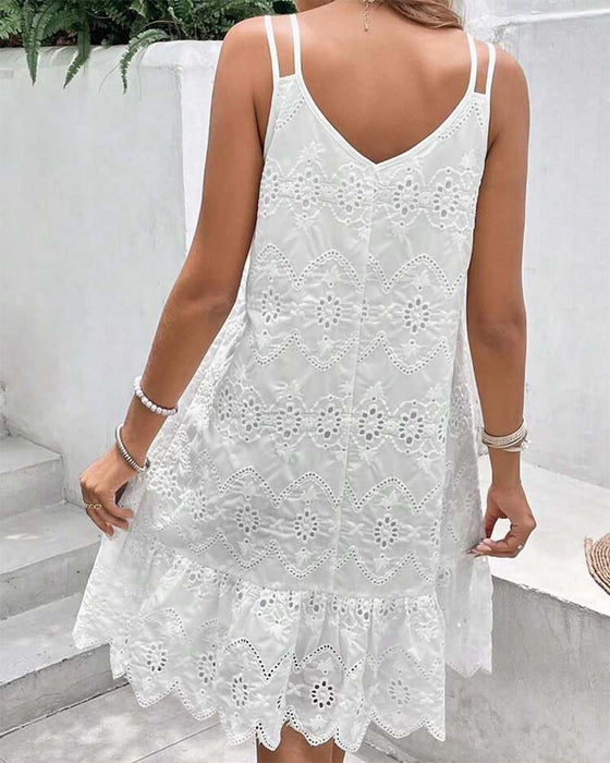 Holle effen jarreteljurk met dubbele bandjes