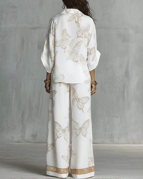 Casual Set Met Vlinderprint Tweedelig