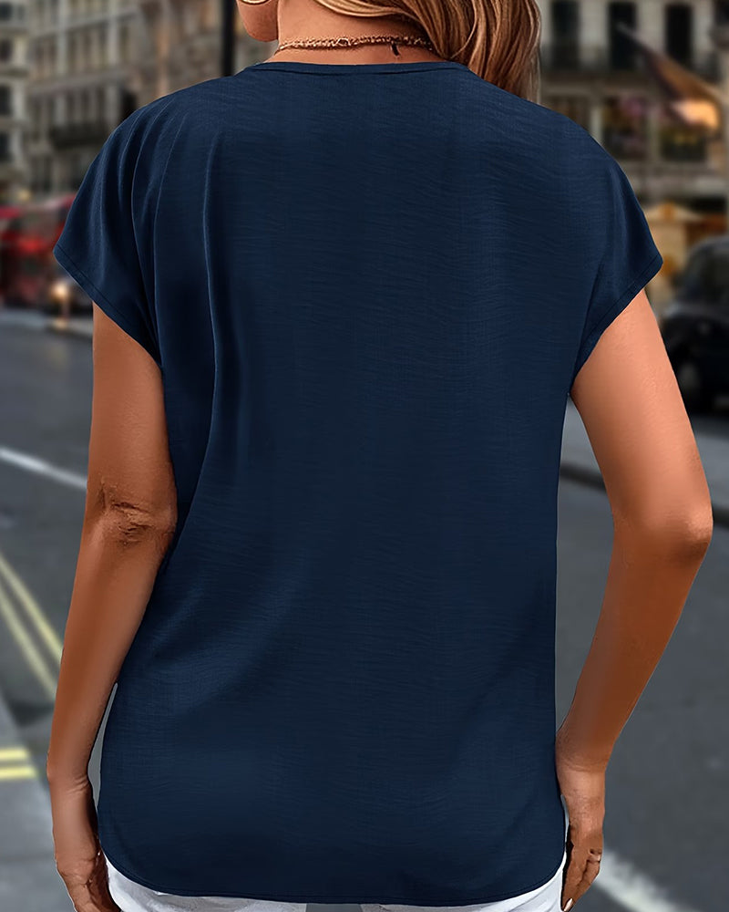 Blouse Ruis Korte Mouw V-hals