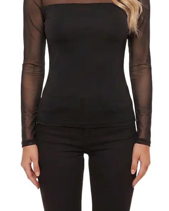 Top Mesh Aansluitend Lange Mouw