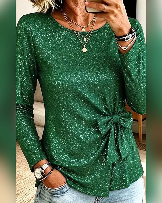 Top Zijde Strik Gerimpelde Taille