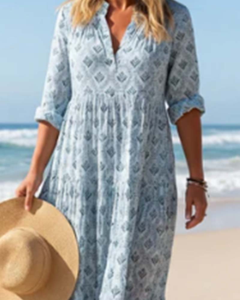 Jurk Vintage V-Hals Bloemen