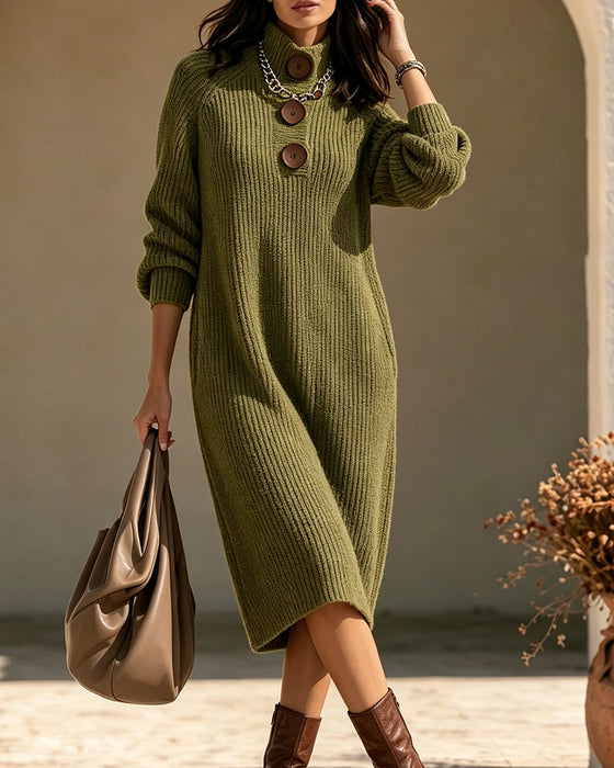 Jurk Turtleneck Knoop Zak