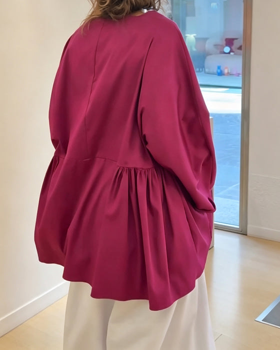 Effen Lange‑Mouw Blouse
