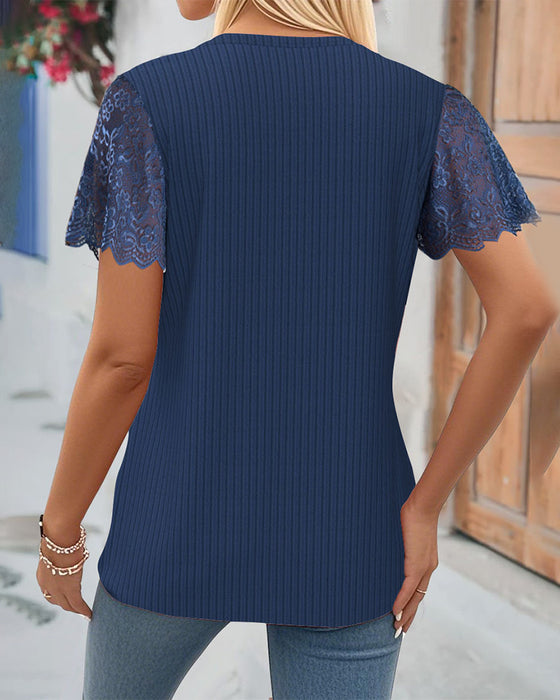 T-Shirt Kant Panelen Geribbeld