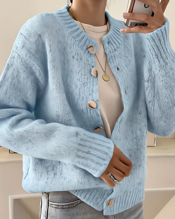 Comfortabele Effen Kleur Cardigan