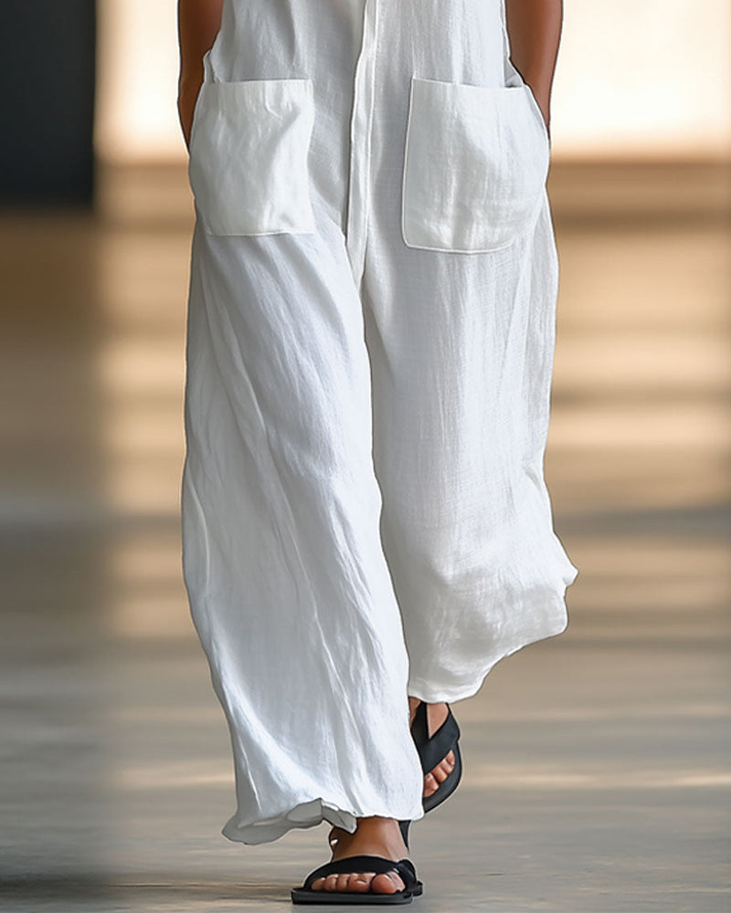 Jumpsuit Mouwkloos Enkelrijdknopend Cargo