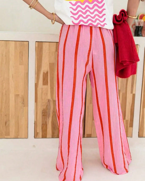 Broek Streep Zak Loose Fit Rechte Pijp Lang
