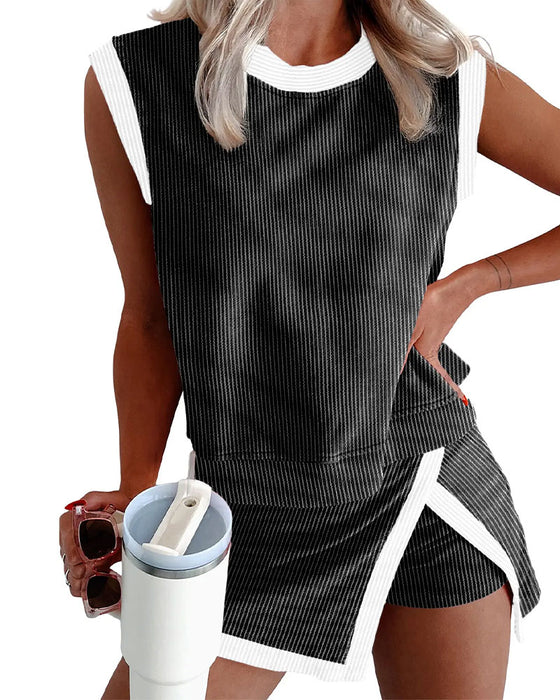 Set Gestreept Gesplitst Anti Doorschijnend Tanktop