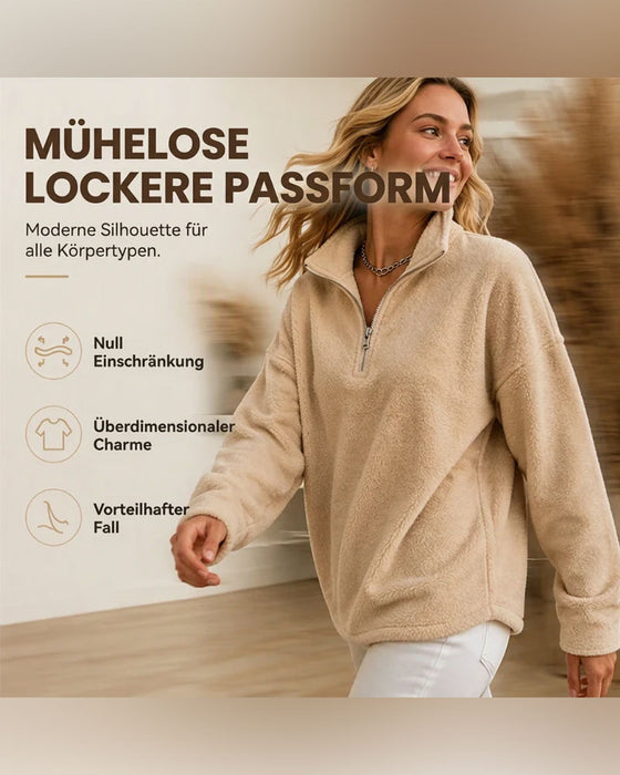 Sweatshirt Rits Kleine Staande Kraag Pullover