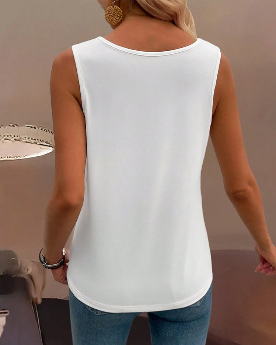 Tanktop Wijde Hals Effen Kleur