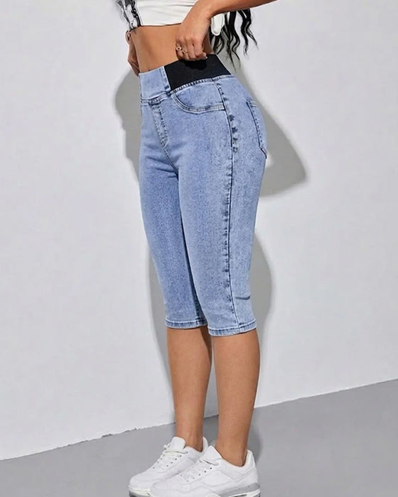 Jeans Elastische Taille Cropped