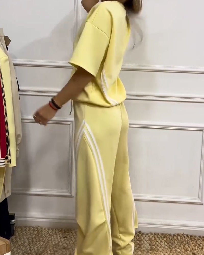 Tweedelig Set Athletic Strepenafwerking Casual
