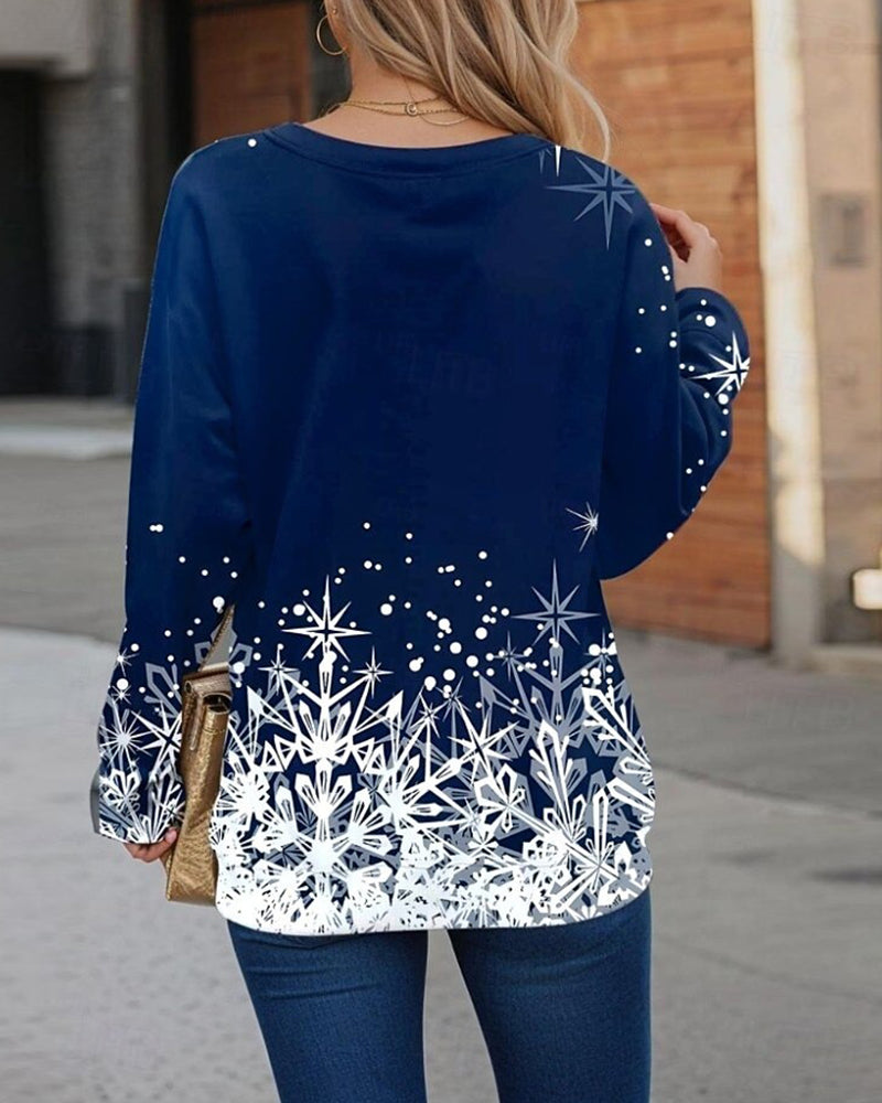 Sweatshirt met ronde hals en kerstboomprint
