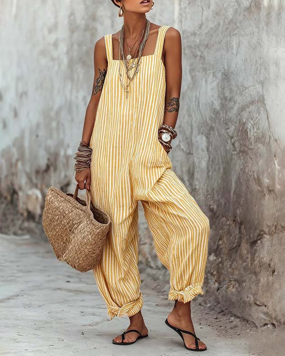 Jumpsuit Brede Band Gestreepte Overalls