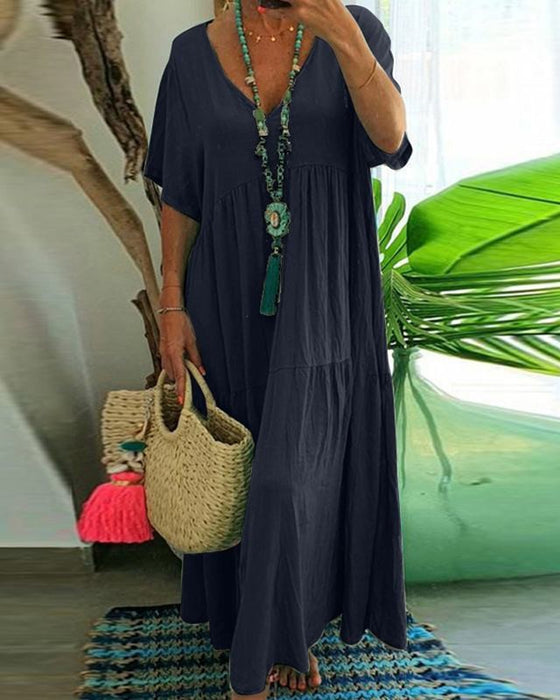 Jurk V-Hals Korte Mouw Casual