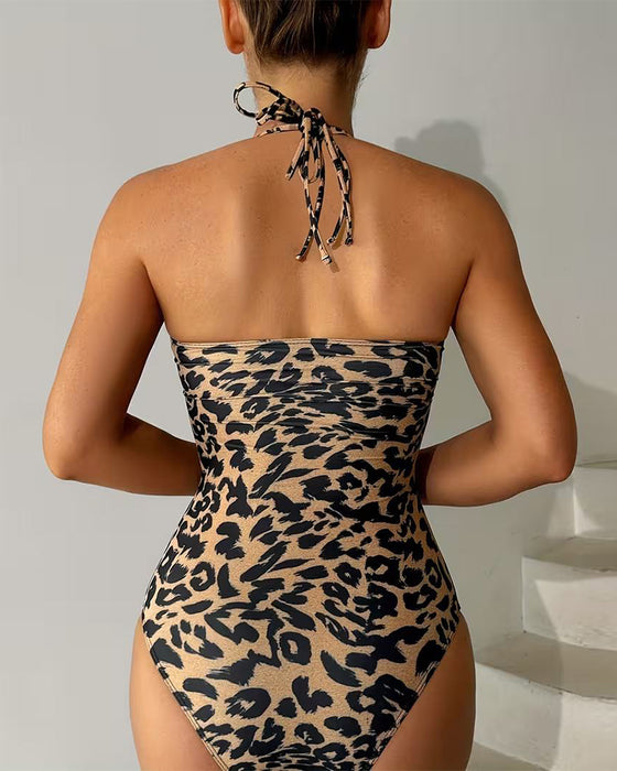 Halternek Ééndelig Badpak met Luipaardprint