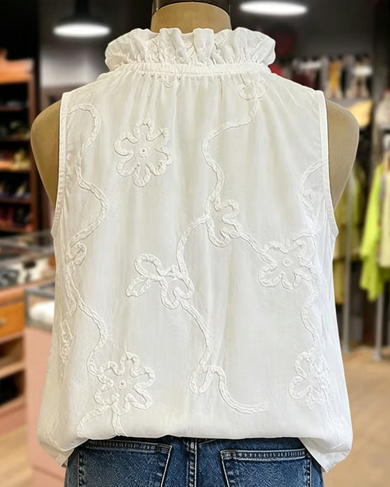 Shirt Mouwloos 3D Bloemen Ruffle