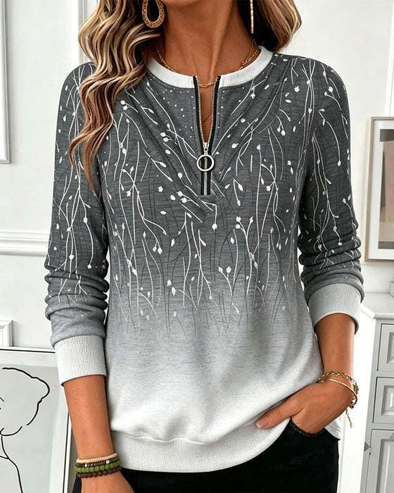 Sweatshirt Rondhals Rits Ombre