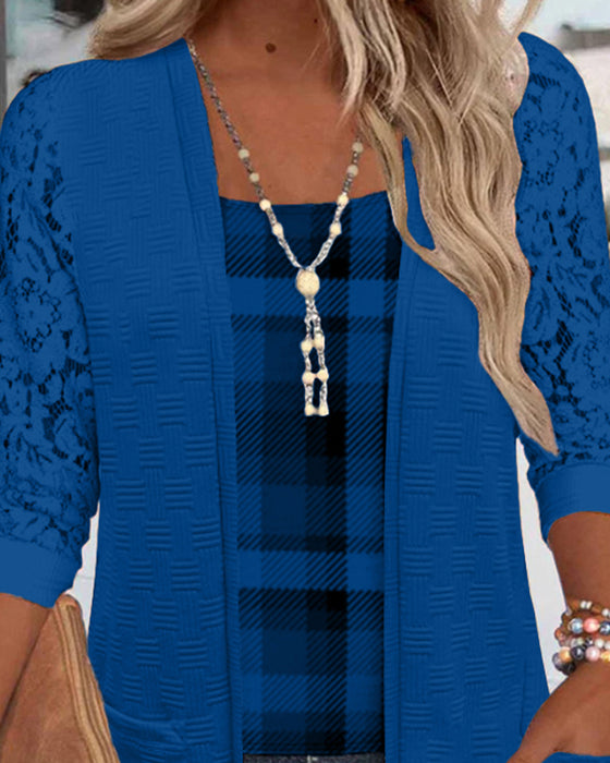 Top Met Faux Twee-Delige Ruitjeslook